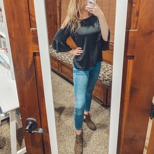 Cold Shoulder Black Blouse